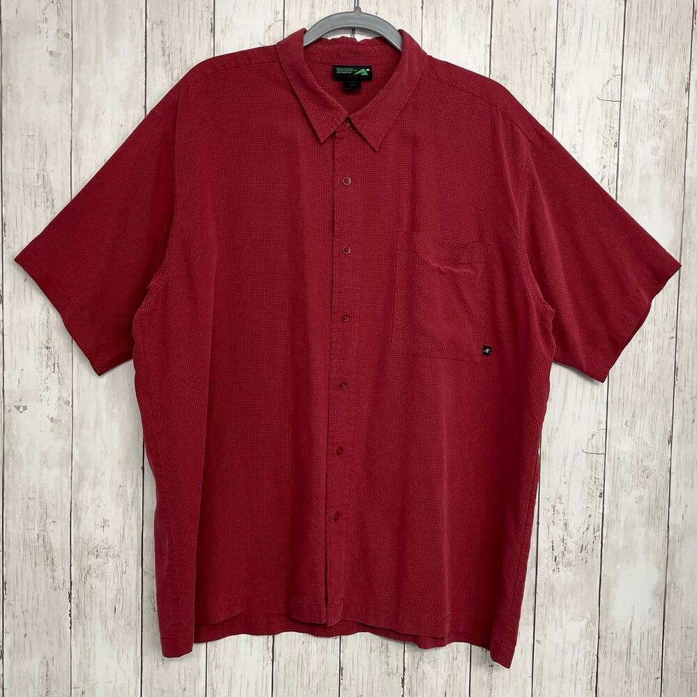 Eastern Mountain Sports Red Check Mens Gorpcore Hiking Button Down Shirt Large